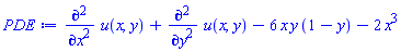 diff(diff(u(x, y), x), x)+diff(diff(u(x, y), y), y)-6*x*y*(1-y)-2*x^3