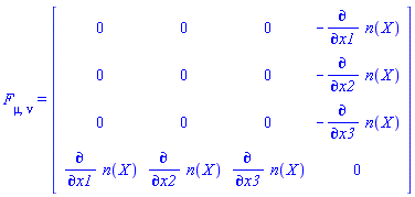 F[mu, nu] = Matrix(%id = 18446744078375529398)
