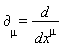 `&PartialD;`[mu] = d/dx^mu