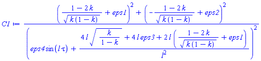 (((1-2*k)/(k*(1-k))^(1/2)+eps1)^2+(-(1-2*k)/(k*(1-k))^(1/2)+eps2)^2)/(eps4*sin(l*tau)+(4*l*(k/(1-k))^(1/2)+4*l*eps3+2*l*((1-2*k)/(k*(1-k))^(1/2)+eps1))/l^2)^2