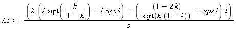 A1 := (2*(l*sqrt(k/(1-k))+l*eps3)+l*((1-2*k)/sqrt(k*(1-k))+eps1))/s