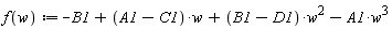 "f(w):=-B1+(A1-C1)*w+(B1-D1)*w^(2)-A1*w^(3)"