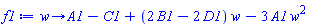 proc (w) options operator, arrow, function_assign; A1-C1+(2*B1-2*D1)*w-3*A1*w^2 end proc