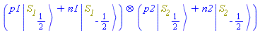 Physics:-`*`(p1*Physics:-Ket(S__1, 1/2)+n1*Physics:-Ket(S__1, -1/2), p2*Physics:-Ket(S__2, 1/2)+n2*Physics:-Ket(S__2, -1/2))