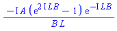 -I*A*(exp((2*I)*L*B)-1)*exp(-I*L*B)/(B*L)