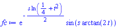 exp(-(1/2)*s*ln(1/4+t^2))*sin(s*arctan(2*t))