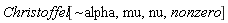 Christoffel[`~alpha`, mu, nu, nonzero]