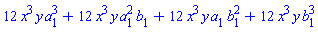 12*x^3*y*a[1]^3+12*x^3*y*a[1]^2*b[1]+12*x^3*y*a[1]*b[1]^2+12*x^3*y*b[1]^3