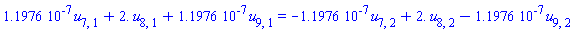 0.11976e-6*u[7, 1]+2.*u[8, 1]+0.11976e-6*u[9, 1] = -0.11976e-6*u[7, 2]+2.*u[8, 2]-0.11976e-6*u[9, 2]