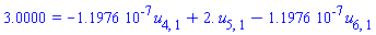 3.0000 = -0.11976e-6*u[4, 1]+2.*u[5, 1]-0.11976e-6*u[6, 1]