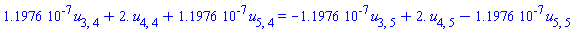 0.11976e-6*u[3, 4]+2.*u[4, 4]+0.11976e-6*u[5, 4] = -0.11976e-6*u[3, 5]+2.*u[4, 5]-0.11976e-6*u[5, 5]