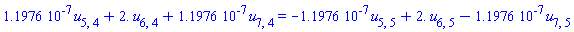 0.11976e-6*u[5, 4]+2.*u[6, 4]+0.11976e-6*u[7, 4] = -0.11976e-6*u[5, 5]+2.*u[6, 5]-0.11976e-6*u[7, 5]