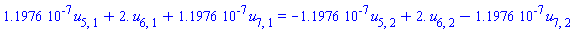 0.11976e-6*u[5, 1]+2.*u[6, 1]+0.11976e-6*u[7, 1] = -0.11976e-6*u[5, 2]+2.*u[6, 2]-0.11976e-6*u[7, 2]