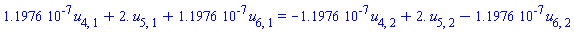 0.11976e-6*u[4, 1]+2.*u[5, 1]+0.11976e-6*u[6, 1] = -0.11976e-6*u[4, 2]+2.*u[5, 2]-0.11976e-6*u[6, 2]
