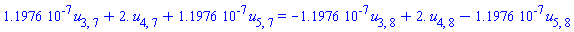 0.11976e-6*u[3, 7]+2.*u[4, 7]+0.11976e-6*u[5, 7] = -0.11976e-6*u[3, 8]+2.*u[4, 8]-0.11976e-6*u[5, 8]