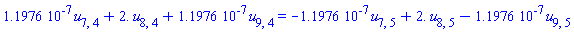 0.11976e-6*u[7, 4]+2.*u[8, 4]+0.11976e-6*u[9, 4] = -0.11976e-6*u[7, 5]+2.*u[8, 5]-0.11976e-6*u[9, 5]