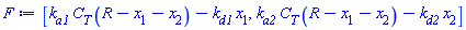 [k[a1]*C[T]*(R-x[1]-x[2])-k[d1]*x[1], k[a2]*C[T]*(R-x[1]-x[2])-k[d2]*x[2]]