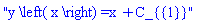 "y \left( x \right) =x+C_{{1}}"