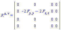 Physics:-Ricci[`~mu`, `~nu`] = Matrix(%id = 18446744078352751782)