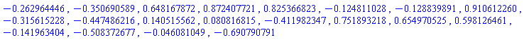 -.262964446, -.350690589, .648167872, .872407721, .825366823, -.124811028, -.128839891, .910612260, -.315615228, -.447486216, .140515562, 0.80816815e-1, -.411982347, .751893218, .654970525, .598126461, -.141963404, -.508372677, -0.46081049e-1, -.690790791