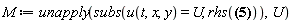 M := unapply(subs(u(t, x, y) = U, rhs(diff(u(t, x, y), t) = -(1/2)*(diff(diff(u(t, x, y), x), x))-(diff(diff(u(t, x, y), x), y))-(1/2)*(diff(diff(u(t, x, y), y), y))-(diff(u(t, x, y), x))-(diff(u(t, x, y), y))-(1+(x+y)^2)*u(t, x, y))), U)