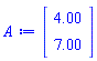 Vector(2, {(1) = 4.00, (2) = 7.00})