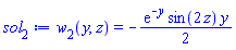 w[2](y, z) = -(1/2)*exp(-y)*sin(2*z)*y