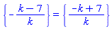 {-(k-7)/k} = {(-k+7)/k}
