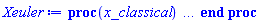 proc (x_classical) local _res, _dat, _vars, _solnproc, _xout, _ndsol, _pars, _n, _i; option `Copyright (c) 2000 by Waterloo Maple Inc. All rights reserved.`; if 1 < nargs then error "invalid input: too many arguments" end if; _EnvDSNumericSaveDigits := Digits; Digits := 15; if _EnvInFsolve = true then _xout := evalf[_EnvDSNumericSaveDigits](x_classical) else _xout := evalf(x_classical) end if; _dat := Array(1..4, {(1) = proc (_xin) local _xout, _n, _y0, _yn, _yl, _ctl, _octl, _reinit, _errcd, _fcn, _i, _yini, _pars, _ini, _par; option `Copyright (c) 2002 by the University of Waterloo. All rights reserved.`; table( [( "complex" ) = false ] ) _xout := _xin; _ctl := Array(1..9, {(1) = 2, (2) = 0., (3) = 0., (4) = .1, (5) = 50000, (6) = 0, (7) = 0, (8) = 1, (9) = 0}); _octl := Array(1..9, {(1) = 2, (2) = 0., (3) = 0., (4) = .1, (5) = 50000, (6) = 0, (7) = 0, (8) = 1, (9) = 0}); _n := trunc(_ctl[1]); _yini := Array(0..2, {(1) = 0., (2) = 3.}); _y0 := Array(0..2, {(1) = 0., (2) = 3.}); _yl := Array(1..2, {(1) = 0, (2) = 0}); _yn := Array(1..2, {(1) = 0, (2) = 0}); _fcn := proc (N, X, Y, YP) option `[Y[1] = x(t), Y[2] = diff(x(t),t)]`; YP[2] := -Y[2]+2*Y[1]; YP[1] := Y[2]; 0 end proc; _pars := []; if not type(_xout, 'numeric') then if member(_xout, ["start", "left", "right"]) then return _y0[0] elif _xout = "method" then return "classical" elif _xout = "numfun" then return round(_ctl[6]) elif _xout = "initial" then return [seq(_yini[_i], _i = 0 .. _n)] elif _xout = "parameters" then return [seq(_yini[_n+_i], _i = 1 .. nops(_pars))] elif _xout = "initial_and_parameters" then return [seq(_yini[_i], _i = 0 .. _n)], [seq(_yini[_n+_i], _i = 1 .. nops(_pars))] elif _xout = "last" then if _ctl[3]-_y0[0] <> 0. then _xout := _ctl[3] elif _ctl[2]-_y0[0] <> 0. then _xout := _ctl[2] else error "no information is available on last computed point" end if elif _xout = "enginedata" then return eval(_octl, 1) elif _xout = "function" then return eval(_fcn, 1) elif type(_xin, `=`) and type(rhs(_xin), 'list') and member(lhs(_xin), {"initial", "parameters", "initial_and_parameters"}) then _ini, _par := [], []; if lhs(_xin) = "initial" then _ini := rhs(_xin) elif lhs(_xin) = "parameters" then _par := rhs(_xin) elif select(type, rhs(_xin), `=`) <> [] then _par, _ini := selectremove(type, rhs(_xin), `=`) elif nops(rhs(_xin)) < nops(_pars)+1 then error "insufficient data for specification of initial and parameters" else _par := rhs(_xin)[-nops(_pars) .. -1]; _ini := rhs(_xin)[1 .. -nops(_pars)-1] end if; _xout := lhs(_xout); if _par <> [] then `dsolve/numeric/process_parameters`(_n, _pars, _par, _yini) end if; if _ini <> [] then `dsolve/numeric/process_initial`(_n, _ini, _yini, _pars) end if; if _pars <> [] then _par := {seq(rhs(_pars[_i]) = _yini[_n+_i], _i = 1 .. nops(_pars))}; for _i from 0 to _n do _y0[_i] := subs(_par, _yini[_i]) end do; for _i from _n+1 to _n+nops(_pars) do _y0[_i] := _yini[_i] end do; for _i to nops(_pars) do _yn[_n+_i] := _y0[_n+_i] end do else for _i from 0 to _n do _y0[_i] := _yini[_i] end do end if; _octl[2] := _y0[0]; _octl[3] := _y0[0]; for _i to 9 do _ctl[_i] := _octl[_i] end do; for _i to _n+nops(_pars) do _yl[_i] := _y0[_i] end do; if _Env_smart_dsolve_numeric = true and type(_y0[0], 'numeric') then procname("right") := _y0[0]; procname("left") := _y0[0] end if; if _xout = "initial" then return [seq(_yini[_i], _i = 0 .. _n)] elif _xout = "parameters" then return [seq(_yini[_n+_i], _i = 1 .. nops(_pars))] else return [seq(_yini[_i], _i = 0 .. _n), op(_pars)], [seq(_yini[_n+_i], _i = 1 .. nops(_pars))] end if else return "procname" end if end if; if _xout-_y0[0] = 0. then return [seq(_y0[_i], _i = 0 .. _n)] end if; _reinit := false; if _xin <> "last" then if 0 < 0 and `dsolve/numeric/checkglobals`(0, table( [ ] ), _pars, _n, _yini) then _reinit := true; if _pars <> [] then _par := {seq(rhs(_pars[_i]) = _yini[_n+_i], _i = 1 .. nops(_pars))}; for _i from 0 to _n do _y0[_i] := subs(_par, _yini[_i]) end do; for _i from _n+1 to _n+nops(_pars) do _y0[_i] := _yini[_i] end do; for _i to nops(_pars) do _yn[_n+_i] := _y0[_n+_i] end do else for _i from 0 to _n do _y0[_i] := _yini[_i] end do end if end if; if _pars <> [] and select(type, {seq(_yini[_n+_i], _i = 1 .. nops(_pars))}, 'undefined') <> {} then error "parameters must be initialized before solution can be computed" end if end if; if not _reinit and _xout-_ctl[3] = 0. then [_ctl[3], seq(_yn[_i], _i = 1 .. _n)] elif not _reinit and _xout-_ctl[2] = 0. then [_ctl[2], seq(_yl[_i], _i = 1 .. _n)] else if _ctl[2]-_y0[0] = 0. or sign(_ctl[2]-_y0[0]) <> sign(_xout-_ctl[2]) or abs(_xout-_y0[0]) < abs(_xout-_ctl[2]) or _reinit then for _i to 9 do _ctl[_i] := _octl[_i] end do; for _i to _n+nops(_pars) do _yl[_i] := _y0[_i] end do; for _i to nops(_pars) do _yn[_n+_i] := _y0[_n+_i] end do end if; _ctl[3] := _xout; if Digits <= evalhf(Digits) then try _errcd := evalhf(`dsolve/numeric/classical`(_fcn, var(_ctl), _y0[0], var(_yl), var(_yn), Array(1..2, {(1) = 0, (2) = 0}), Array(1..2, {(1) = 0, (2) = 0}), Array(1..2, {(1) = 0, (2) = 0}), Array(1..2, {(1) = 0, (2) = 0}), var(Array(1..3, 1..2, {(1, 1) = 0, (1, 2) = 0, (2, 1) = 0, (2, 2) = 0, (3, 1) = 0, (3, 2) = 0})))) catch: userinfo(2, `dsolve/debug`, print(`Exception in classical:`, [lastexception])); if searchtext('evalhf', lastexception[2]) <> 0 or searchtext('real', lastexception[2]) <> 0 or searchtext('hardware', lastexception[2]) <> 0 then _errcd := `dsolve/numeric/classical`(_fcn, _ctl, _y0[0], _yl, _yn, Array(1..2, {(1) = 0, (2) = 0}), Array(1..2, {(1) = 0, (2) = 0}), Array(1..2, {(1) = 0, (2) = 0}), Array(1..2, {(1) = 0, (2) = 0}), Array(1..3, 1..2, {(1, 1) = 0, (1, 2) = 0, (2, 1) = 0, (2, 2) = 0, (3, 1) = 0, (3, 2) = 0})) else _ctl[3] := _y0[0]; _errcd := [lastexception][2 .. -1] end if end try else try _errcd := `dsolve/numeric/classical`(_fcn, _ctl, _y0[0], _yl, _yn, Array(1..2, {(1) = 0, (2) = 0}), Array(1..2, {(1) = 0, (2) = 0}), Array(1..2, {(1) = 0, (2) = 0}), Array(1..2, {(1) = 0, (2) = 0}), Array(1..3, 1..2, {(1, 1) = 0, (1, 2) = 0, (2, 1) = 0, (2, 2) = 0, (3, 1) = 0, (3, 2) = 0})) catch: _ctl[3] := _y0[0]; _errcd := [lastexception][2 .. -1] end try end if; if type(_errcd, 'list') or _errcd < 0 then userinfo(2, {dsolve, `dsolve/classical`}, `Last values returned:`); userinfo(2, {dsolve, `dsolve/classical`}, ` t =`, _ctl[2]); userinfo(2, {dsolve, `dsolve/classical`}, ` y =`, _yl[1]); for _i from 2 to _n do userinfo(2, {dsolve, `dsolve/classical`}, `	 `, _yl[_i]) end do; if type(_errcd, 'list') then error op(_errcd) elif _errcd+1. = 0. then Rounding := `if`(_y0[0] < _xout, -infinity, infinity); error "cannot evaluate the solution past %1, maxfun limit exceeded (see ?dsolve,maxfun for details)", evalf[8](_ctl[3]) else Rounding := `if`(_y0[0] < _xout, -infinity, infinity); error "cannot evaluate the solution past %1, unknown error code returned from classical %2", evalf[8](_ctl[3]), trunc(_errcd) end if end if; if _Env_smart_dsolve_numeric = true then if _y0[0] < _xout and procname("right") < _xout then procname("right") := _xout elif _xout < _y0[0] and _xout < procname("left") then procname("left") := _xout end if end if; [_xout, seq(_yn[_i], _i = 1 .. _n)] end if end proc, (2) = Array(0..0, {}), (3) = [t, x(t), diff(x(t), t)], (4) = []}); _vars := _dat[3]; _pars := map(rhs, _dat[4]); _n := nops(_vars)-1; _solnproc := _dat[1]; if not type(_xout, 'numeric') then if member(x_classical, ["start", 'start', "method", 'method', "left", 'left', "right", 'right', "leftdata", "rightdata", "enginedata", "eventstop", 'eventstop', "eventclear", 'eventclear', "eventstatus", 'eventstatus', "eventcount", 'eventcount', "laxtol", 'laxtol', "numfun", 'numfun', NULL]) then _res := _solnproc(convert(x_classical, 'string')); if 1 < nops([_res]) then return _res elif type(_res, 'array') then return eval(_res, 1) elif _res <> "procname" then return _res end if elif member(x_classical, ["last", 'last', "initial", 'initial', "parameters", 'parameters', "initial_and_parameters", 'initial_and_parameters', NULL]) then _xout := convert(x_classical, 'string'); _res := _solnproc(_xout); if _xout = "parameters" then return [seq(_pars[_i] = _res[_i], _i = 1 .. nops(_pars))] elif _xout = "initial_and_parameters" then return [seq(_vars[_i+1] = [_res][1][_i+1], _i = 0 .. _n), seq(_pars[_i] = [_res][2][_i], _i = 1 .. nops(_pars))] else return [seq(_vars[_i+1] = _res[_i+1], _i = 0 .. _n)] end if elif type(_xout, `=`) and member(lhs(_xout), ["initial", 'initial', "parameters", 'parameters', "initial_and_parameters", 'initial_and_parameters', NULL]) then _xout := convert(lhs(x_classical), 'string') = rhs(x_classical); if type(rhs(_xout), 'list') then _res := _solnproc(_xout) else error "initial and/or parameter values must be specified in a list" end if; if lhs(_xout) = "initial" then return [seq(_vars[_i+1] = _res[_i+1], _i = 0 .. _n)] elif lhs(_xout) = "parameters" then return [seq(_pars[_i] = _res[_i], _i = 1 .. nops(_pars))] else return [seq(_vars[_i+1] = [_res][1][_i+1], _i = 0 .. _n), seq(_pars[_i] = [_res][2][_i], _i = 1 .. nops(_pars))] end if elif type(_xout, `=`) and member(lhs(_xout), ["eventdisable", 'eventdisable', "eventenable", 'eventenable', "eventfired", 'eventfired', "direction", 'direction', NULL]) then return _solnproc(convert(lhs(x_classical), 'string') = rhs(x_classical)) elif _xout = "solnprocedure" then return eval(_solnproc) elif _xout = "sysvars" then return _vars end if; if procname <> unknown then return ('procname')(x_classical) else _ndsol := 1; _ndsol := _ndsol; _ndsol := pointto(_dat[2][0]); return ('_ndsol')(x_classical) end if end if; try _res := _solnproc(_xout); [seq(_vars[_i+1] = _res[_i+1], _i = 0 .. _n)] catch: error  end try end proc
