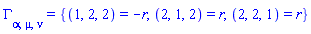 Physics:-Christoffel[alpha, mu, nu] = {(1, 2, 2) = -r, (2, 1, 2) = r, (2, 2, 1) = r}