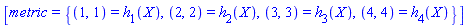 [metric = {(1, 1) = h[1](X), (2, 2) = h[2](X), (3, 3) = h[3](X), (4, 4) = h[4](X)}]