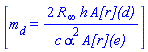 [m[d] = 2*R[infinity]*h*`A[r](d)`/(c*alpha^2*`A[r](e)`)]