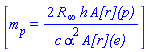 [m[p] = 2*R[infinity]*h*`A[r](p)`/(c*alpha^2*`A[r](e)`)]