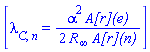 [lambda[C, n] = (1/2)*alpha^2*`A[r](e)`/(R[infinity]*`A[r](n)`)]