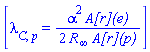 [lambda[C, p] = (1/2)*alpha^2*`A[r](e)`/(R[infinity]*`A[r](p)`)]