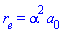 r[e] = alpha^2*a[0]