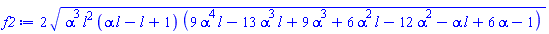 2*(alpha^3*l^2*(alpha*l-l+1)*(9*alpha^4*l-13*alpha^3*l+9*alpha^3+6*alpha^2*l-12*alpha^2-alpha*l+6*alpha-1))^(1/2)