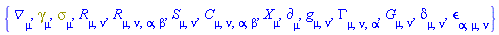 {Physics:-D_[mu], Physics:-Dgamma[mu], Physics:-Psigma[mu], Physics:-Ricci[mu, nu], Physics:-Riemann[mu, nu, alpha, beta], S[mu, nu], Physics:-Weyl[mu, nu, alpha, beta], Physics:-d_[mu], Physics:-g_[mu, nu], Physics:-Christoffel[mu, nu, alpha], Physics:-Einstein[mu, nu], Physics:-KroneckerDelta[mu, nu], Physics:-LeviCivita[alpha, mu, nu], Physics:-SpaceTimeVector[mu](X)}
