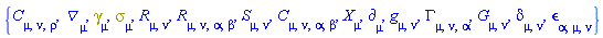 {C[mu, nu, rho], Physics:-D_[mu], Physics:-Dgamma[mu], Physics:-Psigma[mu], Physics:-Ricci[mu, nu], Physics:-Riemann[mu, nu, alpha, beta], S[mu, nu], Physics:-Weyl[mu, nu, alpha, beta], Physics:-d_[mu], Physics:-g_[mu, nu], Physics:-Christoffel[mu, nu, alpha], Physics:-Einstein[mu, nu], Physics:-KroneckerDelta[mu, nu], Physics:-LeviCivita[alpha, mu, nu], Physics:-SpaceTimeVector[mu](X)}