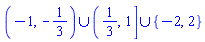 `union`(RealRange(Open(-1), Open(-1/3)), RealRange(Open(1/3), 1), {-2, 2})