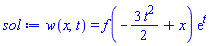 w(x, t) = f(-(3/2)*t^2+x)*exp(t)