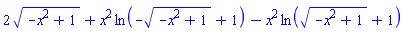 2*(-x^2+1)^(1/2)+x^2*ln(-(-x^2+1)^(1/2)+1)-x^2*ln((-x^2+1)^(1/2)+1)