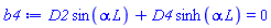 D2*sin(alpha*L)+D4*sinh(alpha*L) = 0