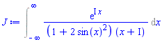 Int(exp(I*x)/((1+2*sin(x)^2)*(x+I)), x = -infinity .. infinity)