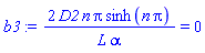 2*D2*n*Pi*sinh(n*Pi)/(L*alpha) = 0