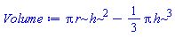 Pi*r*h^2-(1/3)*Pi*h^3