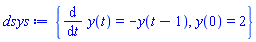 {diff(y(t), t) = -y(t-1), y(0) = 2}