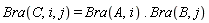 Bra(C, i, j) = Bra(A, i).Bra(B, j)