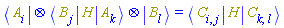 Physics:-`*`(Physics:-Bra(A, i), Physics:-Bra(B, j), H, Physics:-Ket(A, k), Physics:-Ket(B, l)) = Physics:-`*`(Physics:-Bra(C, i, j), H, Physics:-Ket(C, k, l))