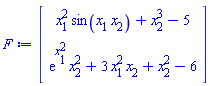 Vector(2, {(1) = x[1]^2*sin(x[1]*x[2])+x[2]^3-5, (2) = exp(x[1]^2)*x[2]^2+3*x[1]^2*x[2]+x[2]^2-6})